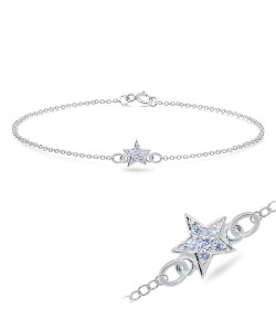 Little Star with CZ Stones Silver Bracelet BRS-179